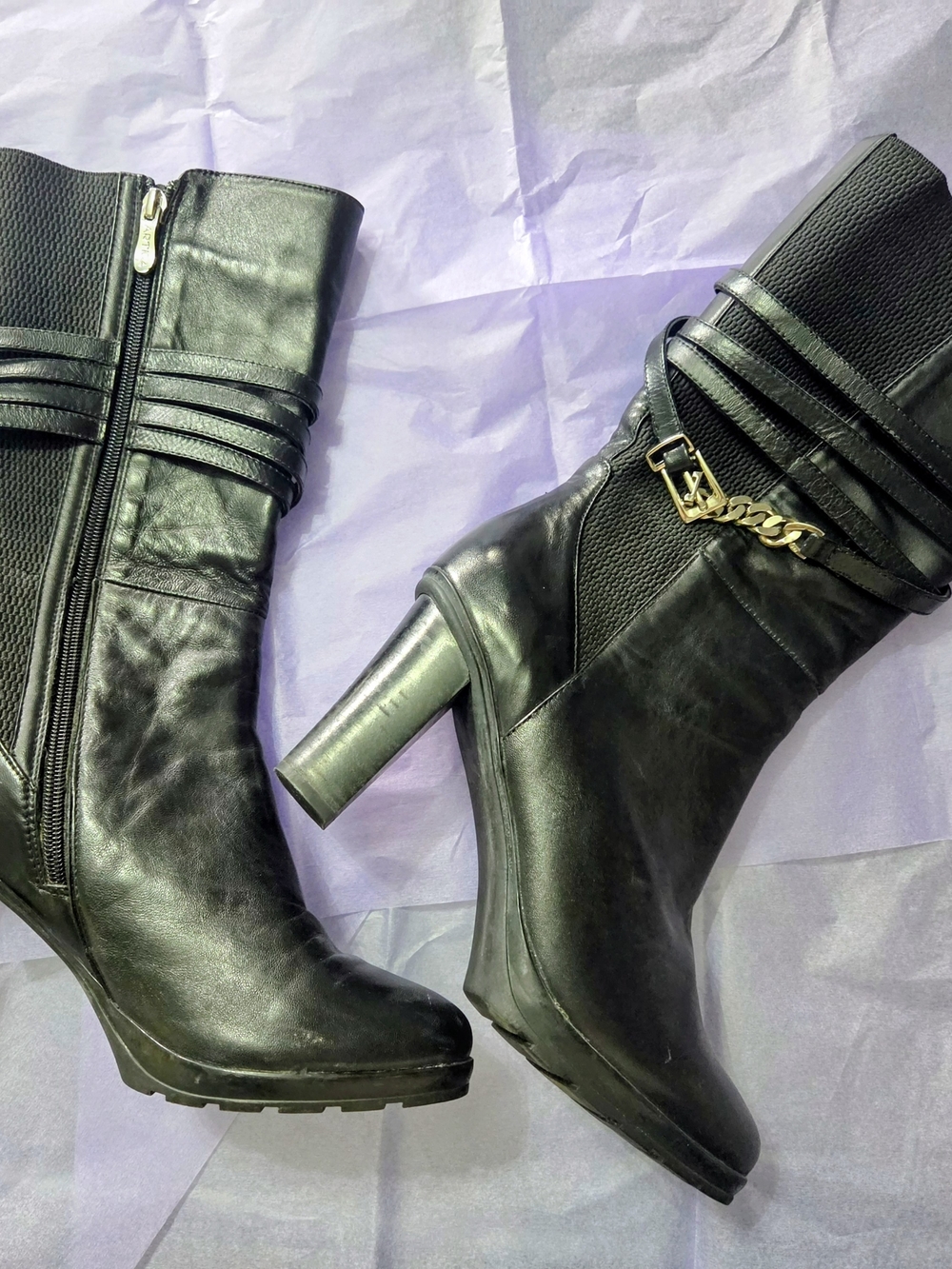 Arctica Brown's Exclusive Leather Waterproof Chained Heeled Boots.